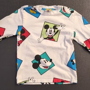 Disney Mickey Mouse Kids Long Sleeve Shirt - White, Red, Blue, Green